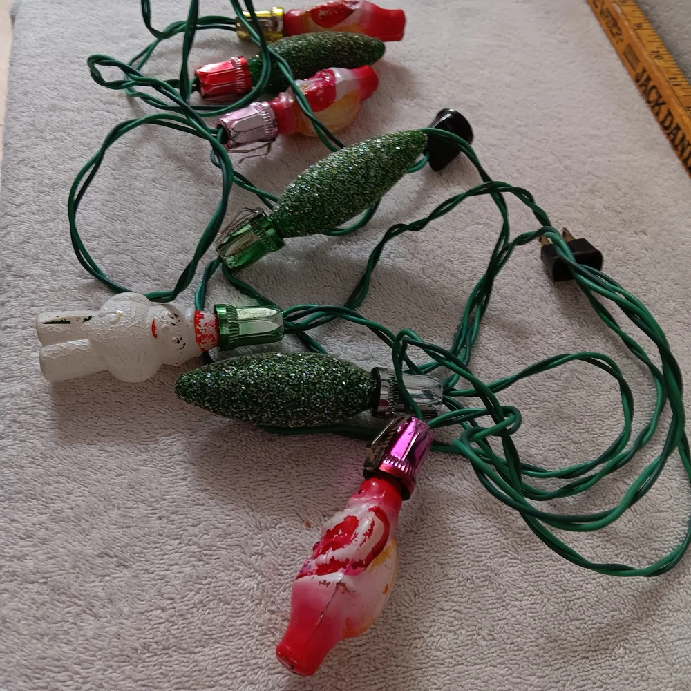 Festive Christmas String Lights with Green and Red Bulbs